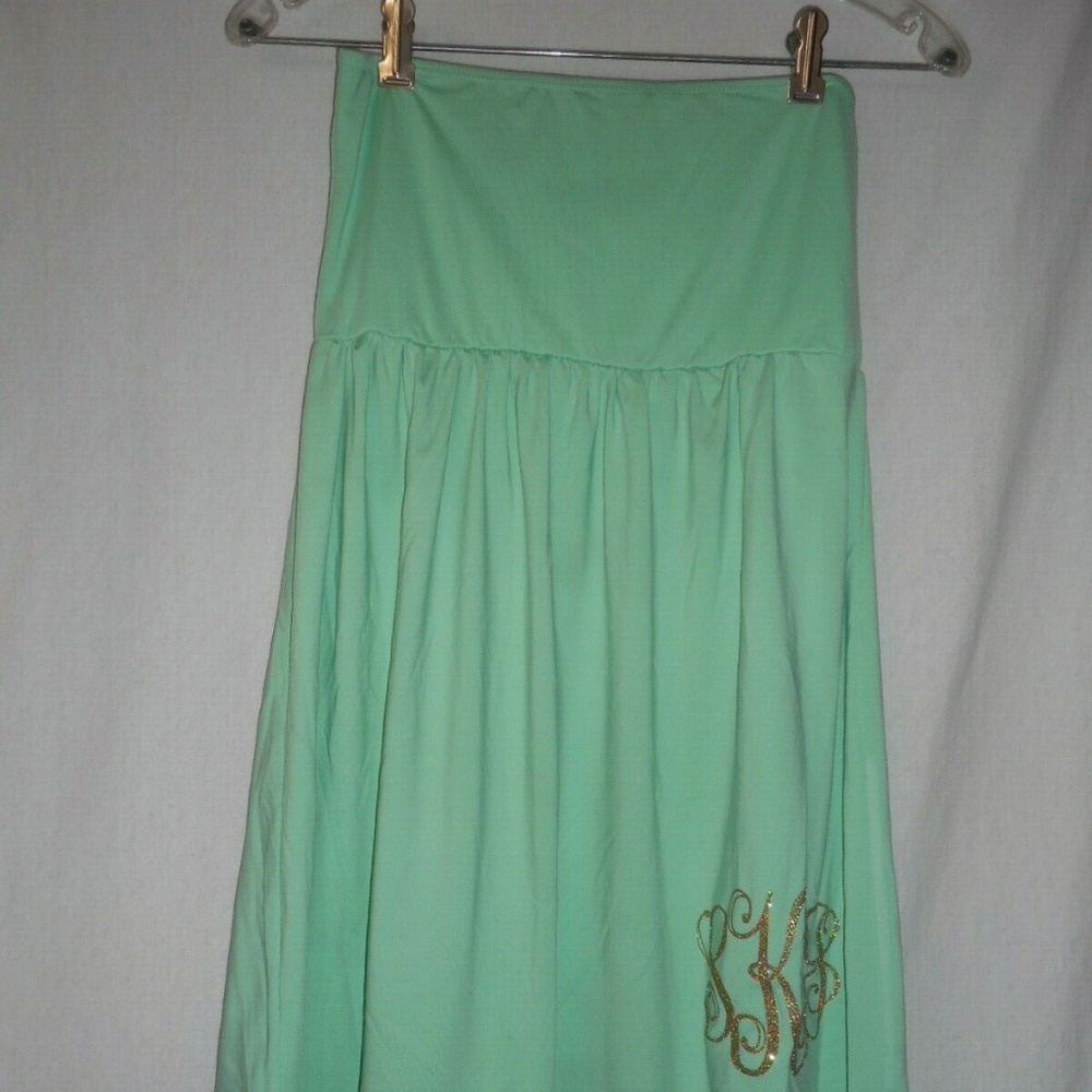 Green swinsuit cover up - gold sparkly monogram - Picture 1 of 5